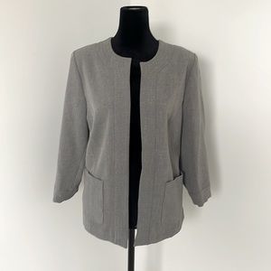 Alfred Dunner Petite 6P Gray Blazer 3/4 Length Sleeve with Shoulder Pads